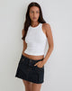 Image of Raw Hem Denim Dart Mini Skirt in Indigo