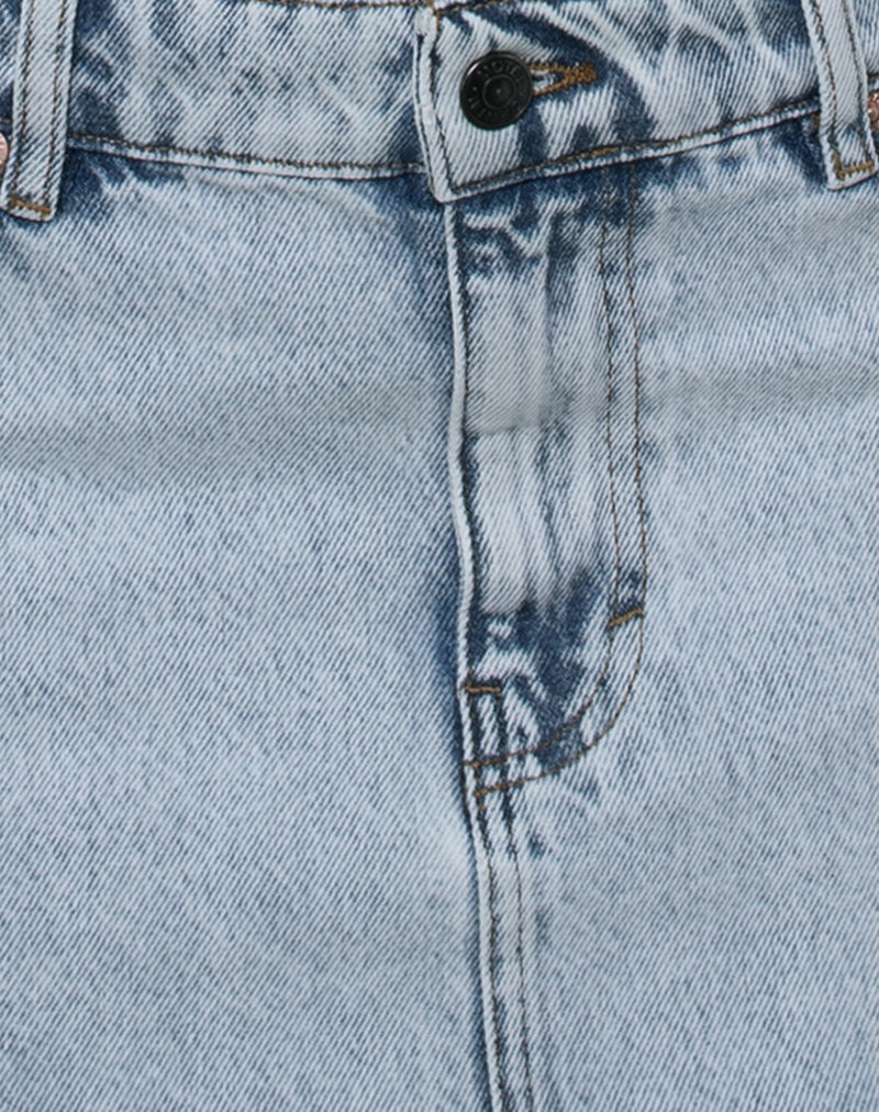Image of Raw Hem Mini Skirt Pockets in 80's Light Blue