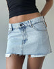 Image of Raw Hem Mini Skirt Pockets in 80's Light Blue