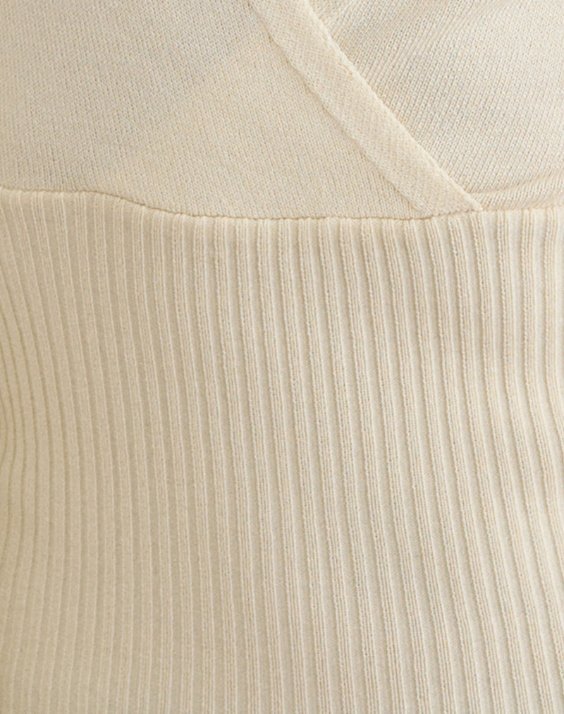 Image of Rayana Knit Top with Keyhole in Beige