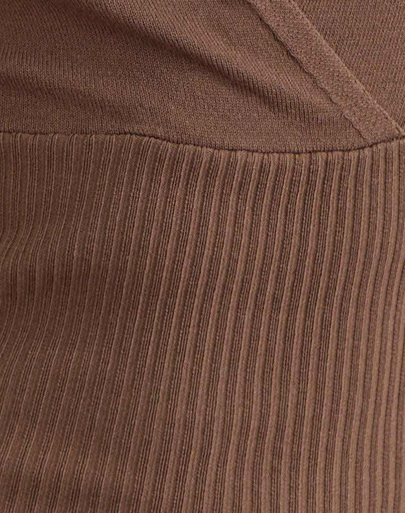 Image of Rayana Knit Top with Keyhole in Brown