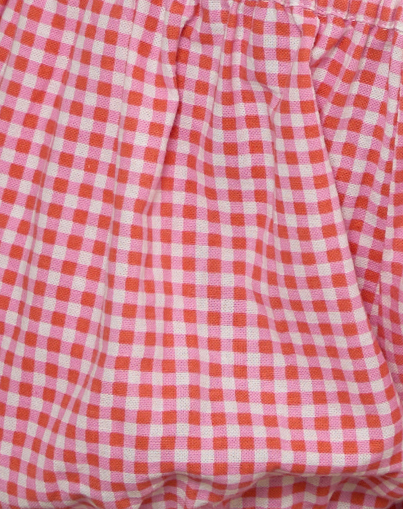 Image of Rebo Short in Mini Gingham Peach