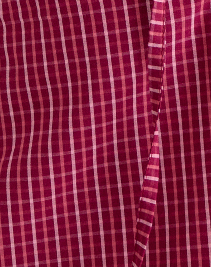 Image of Reem Halterneck Top in Raspberry Shadow Check