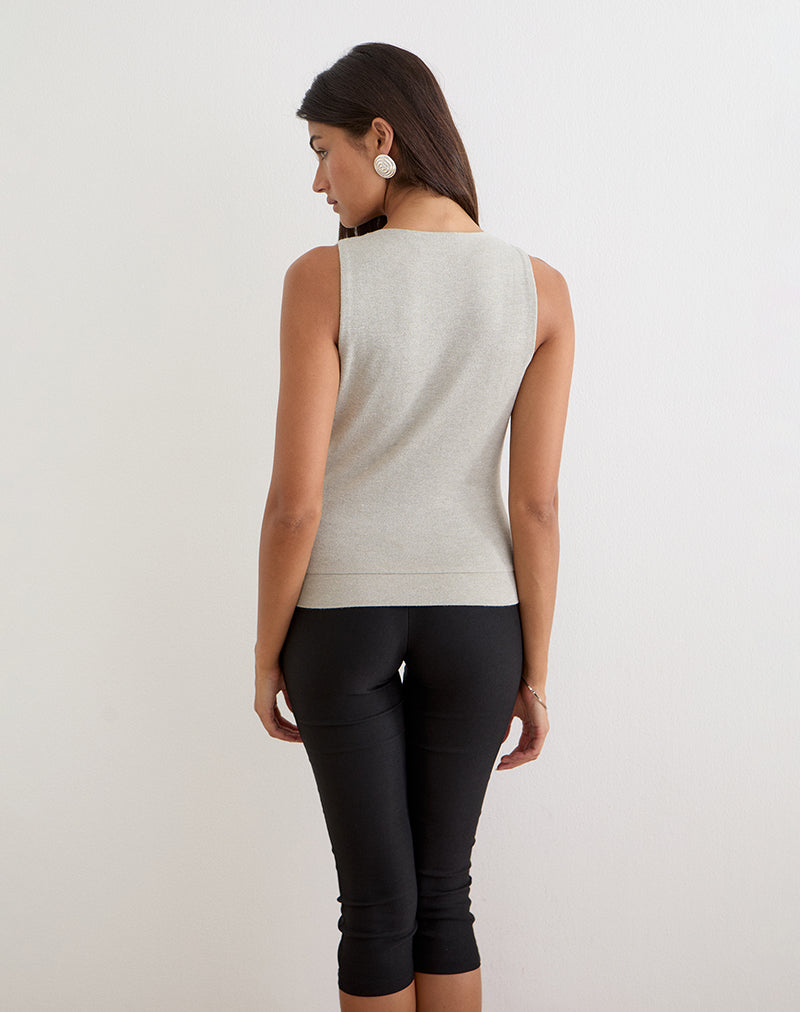 Image of Regina Top in Shimmer Knit Light Grey