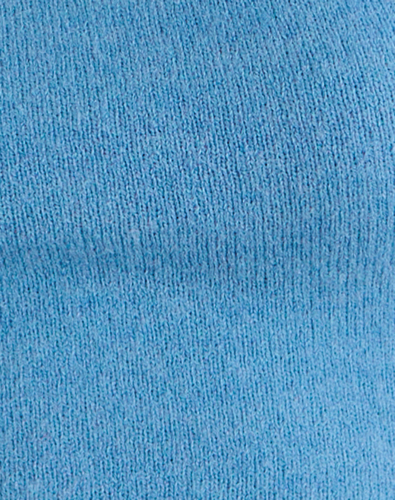 Image of Reita Keyhole Top with Bead in Knit Blue