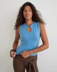Image of Reita Keyhole Top with Bead in Knit Blue