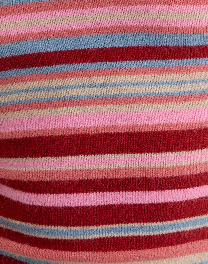 Image of Reita Keyhole Top with Bead in Knit Stripe Multi