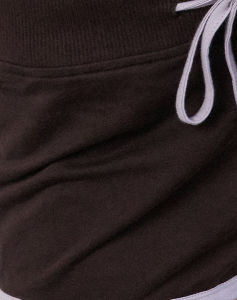Image of Resata Runner Shorts in Bitter Chocolate with Violet Binding