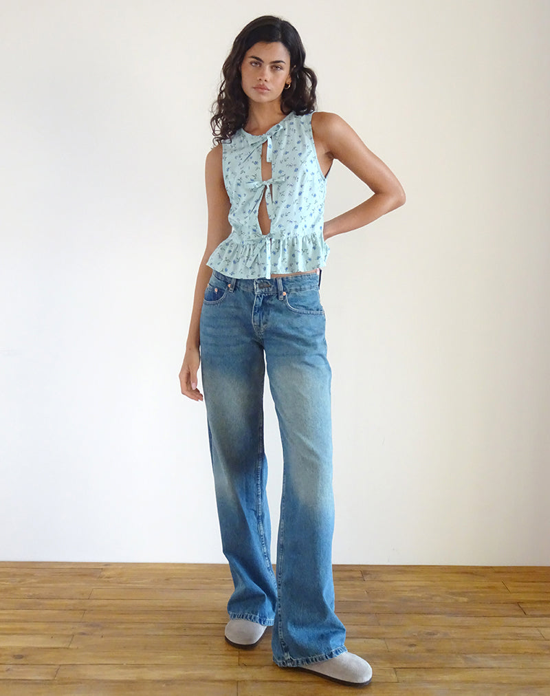 Image of Revata Tie Front Top in Pretty Petal Green