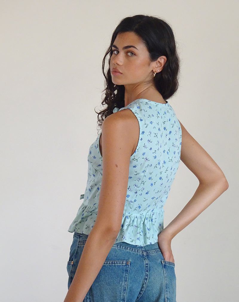 Image of Revata Tie Front Top in Pretty Petal Green