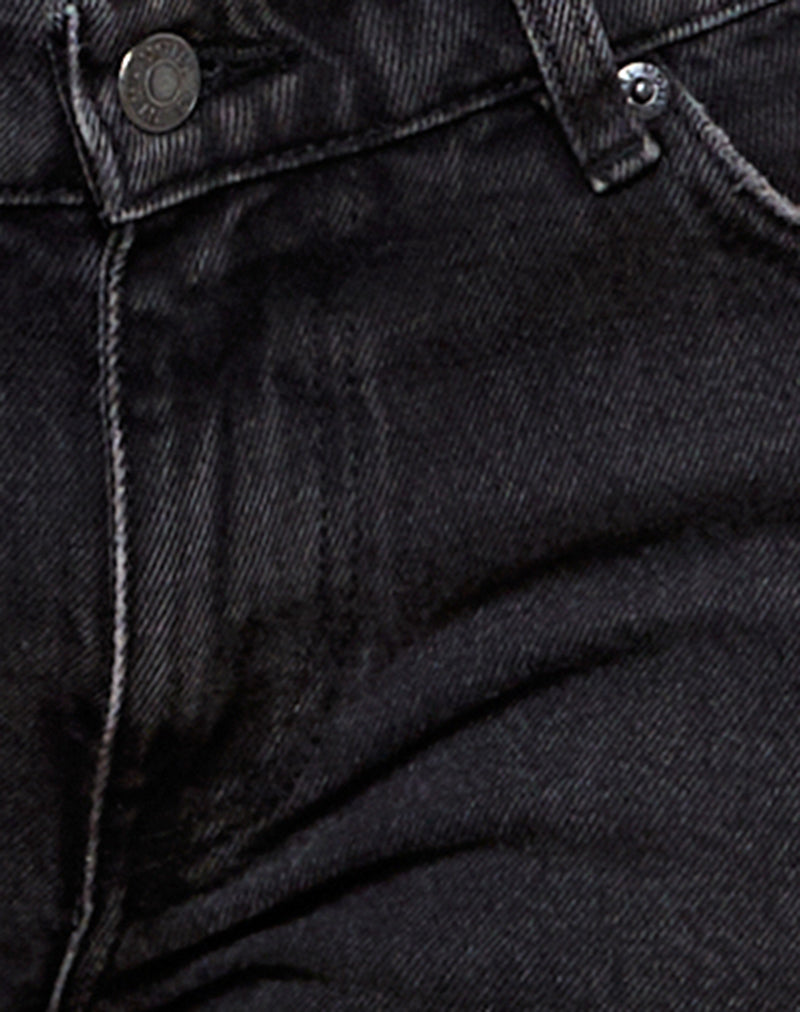 Image of Rigid Low Rise Flare Jeans in Washed Black Grey