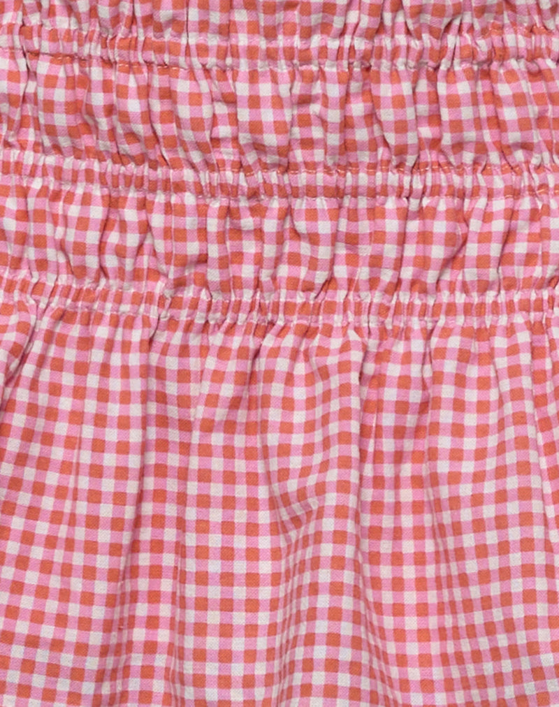 Image of Rikako Mini Skirt in Mini Gingham Peach