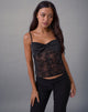 Image of Rikasu Top in Floral Chiffon Sequin Black