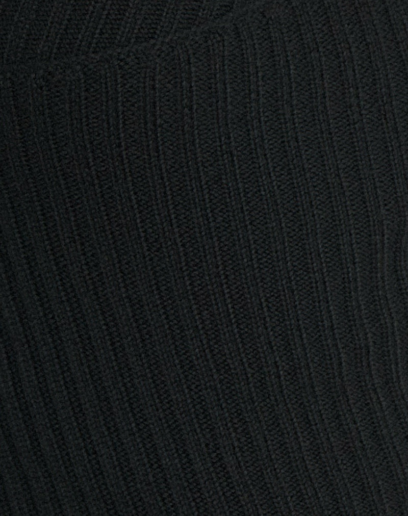 Image of Rinca Bardot Jumper in Rib Knit Black