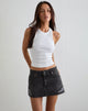 Image of Ripped Raw Hem Denim Mini Skirt in Vintage Black