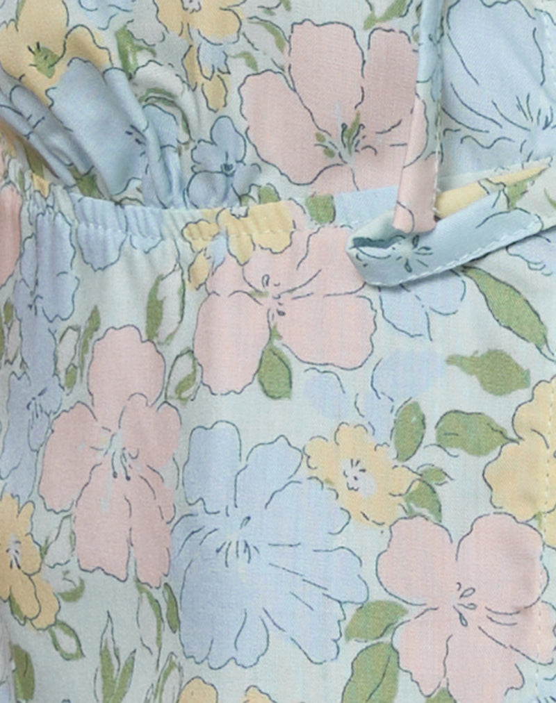 Image of Rodite Tie Front Top in Washed Out Pastel Floral