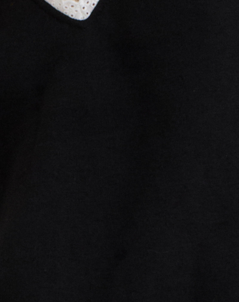 Image of Rodyn Jumper in Black with White Picot Binding