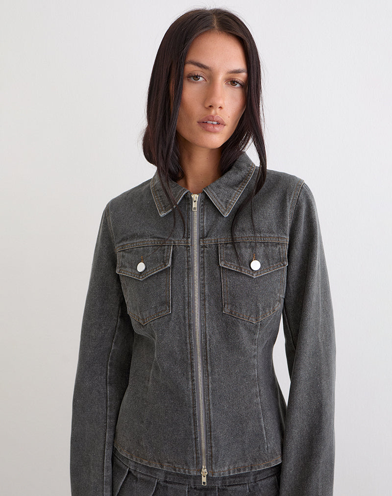 Image of Rohana Jacket in Denim Grey Wash