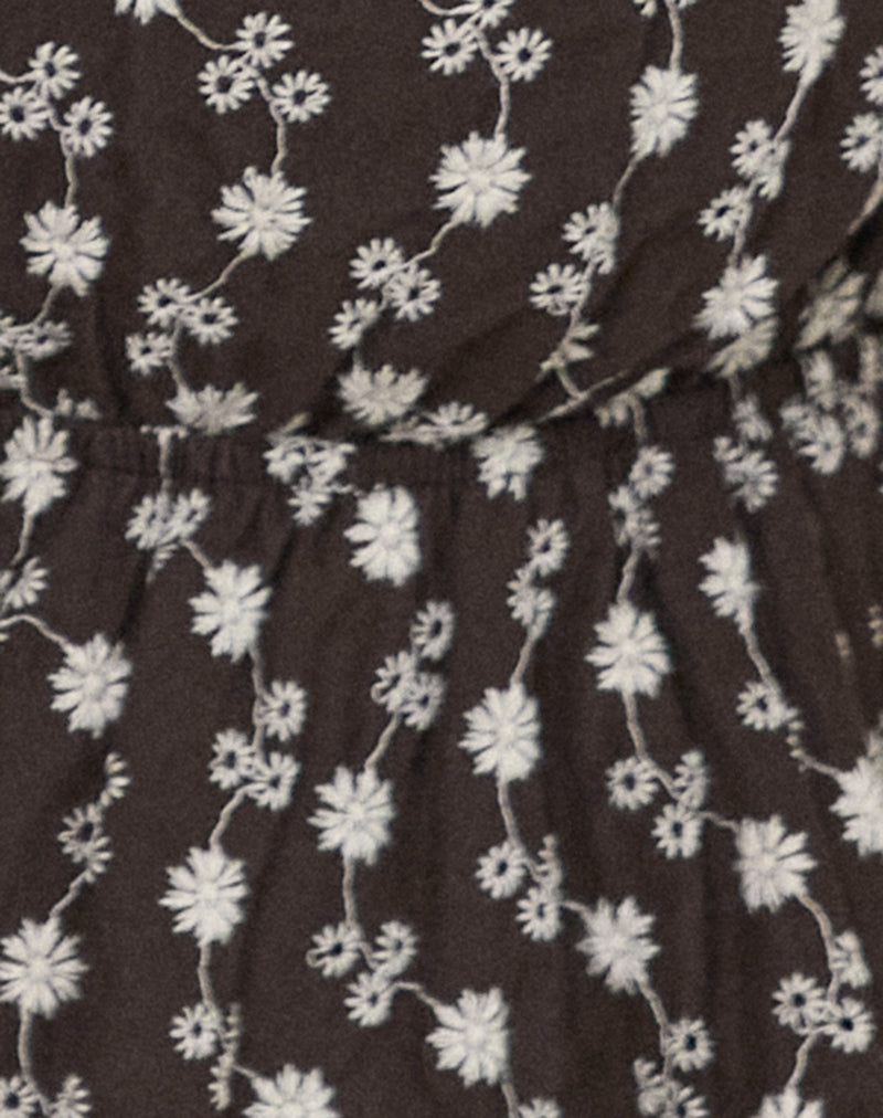 Image of Rolia Tie Front Top in Floral Broderie Brown