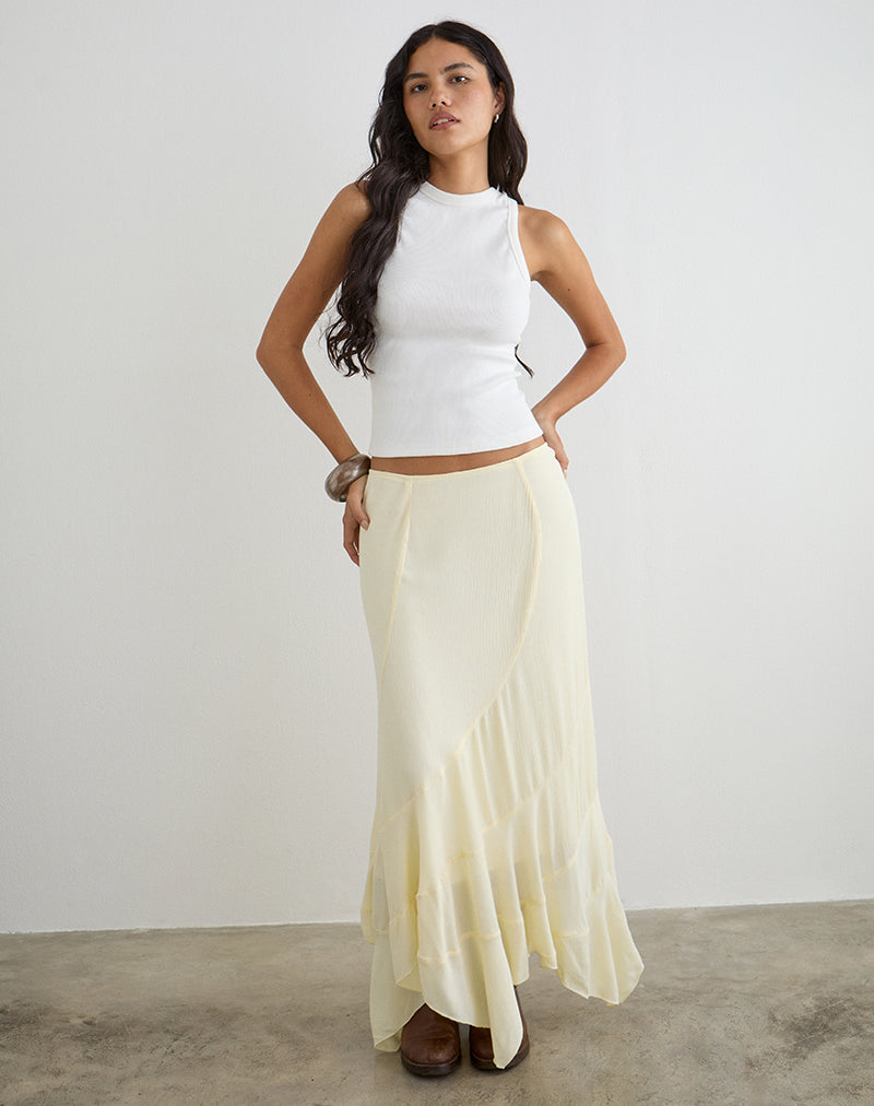 Image of Rombe Maxi Skirt in Crinkle Butter Yellow