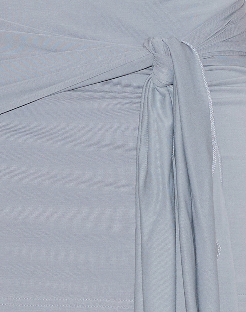 Image of Gretna Tie Mini Skirt in Cupro Lilac Grey