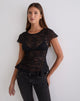 Image of Roselani Ruffle Hem Top in Lace Black