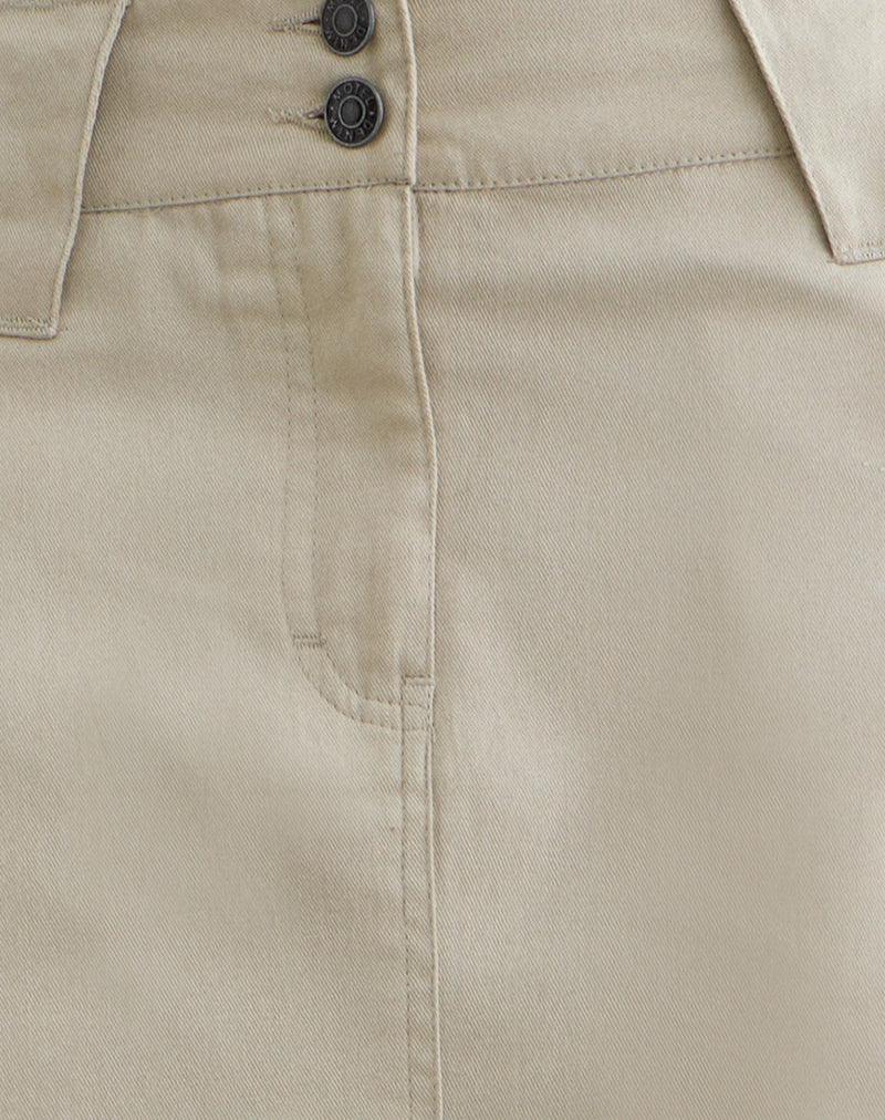 Image of Rovie Utilty Cargo Skirt in Cotton Twill Latte