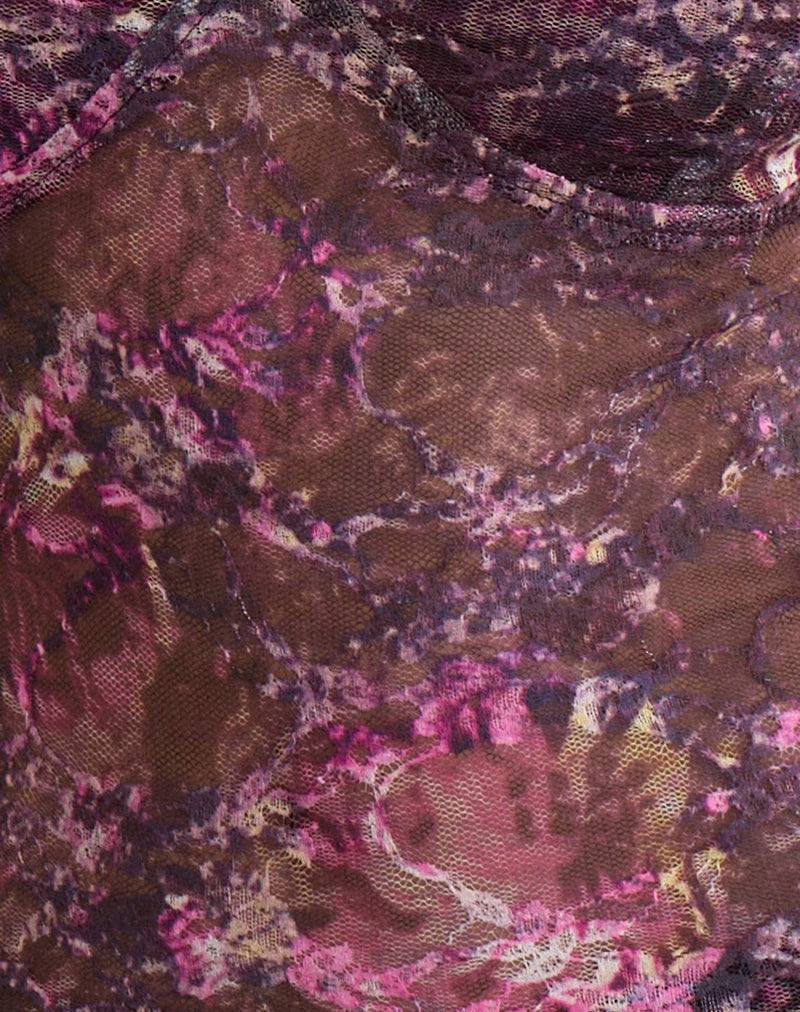 Image of Rubik Cami Top in Abstract Rose Pink and Plum