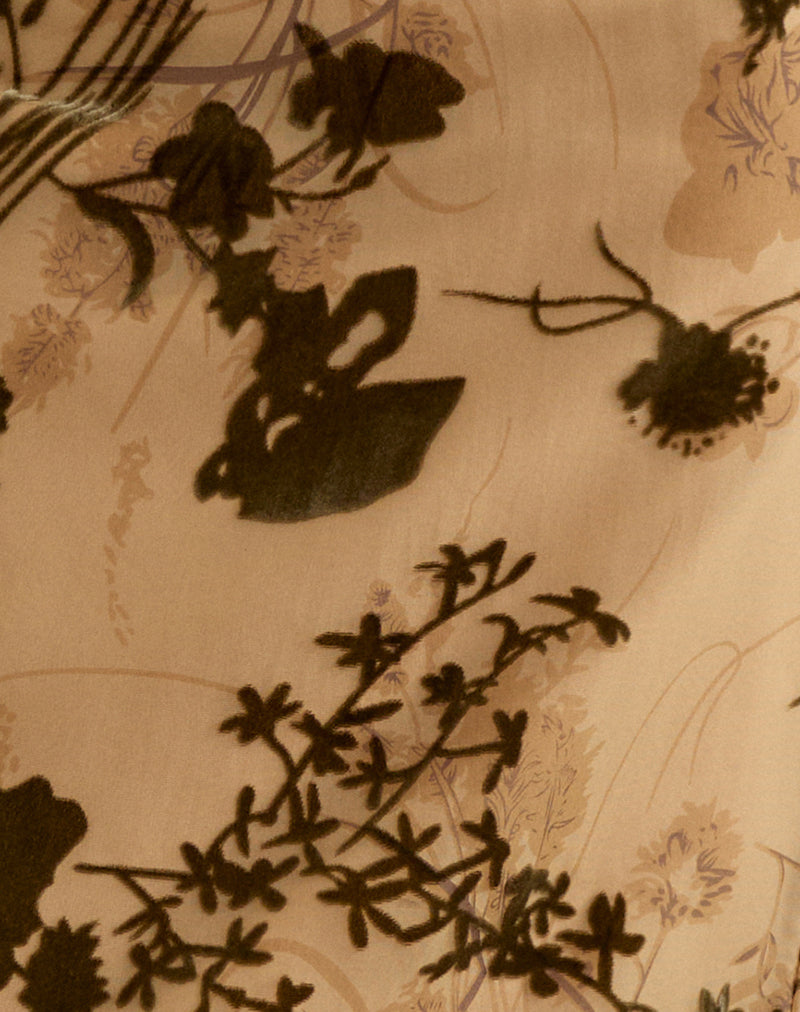 Image of Rujha Midi Skirt in Floral Devore Beige