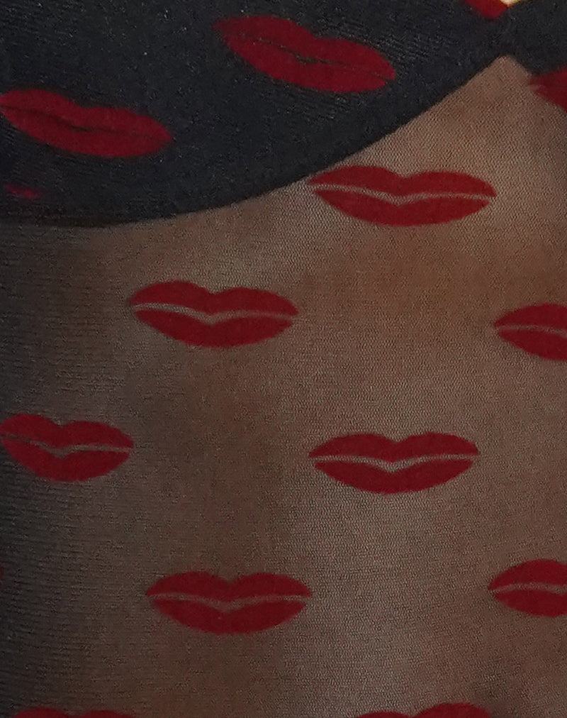 Image of Rumaysa Cami Top in Lips Flock Black