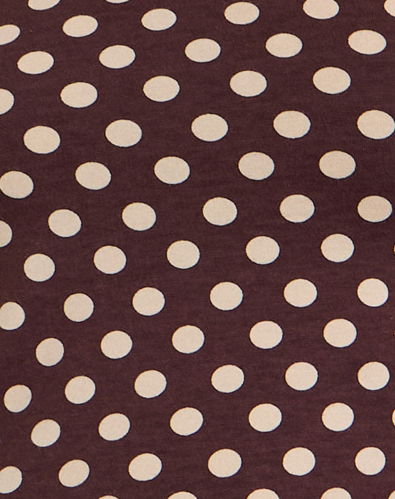 Image of Rumini Long Sleeve Top in Brown with Small Polka Cream