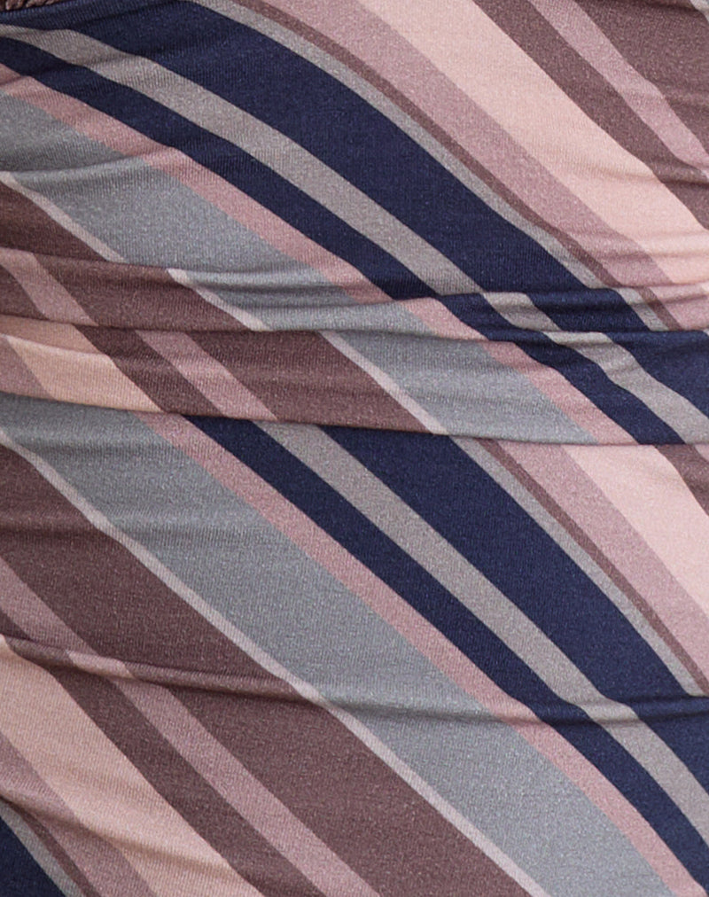 Image of Ruoyu Plunge Top in Mixed Stripe Brown