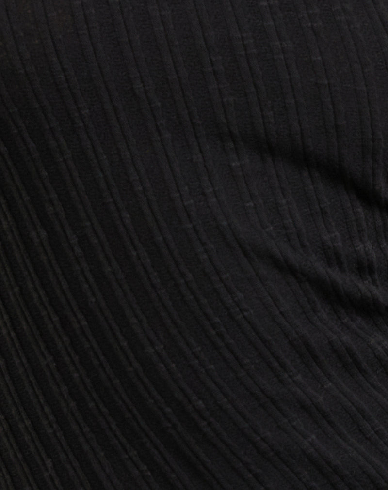 Image of Rusana Top in Sheer Diagonal Knit Black