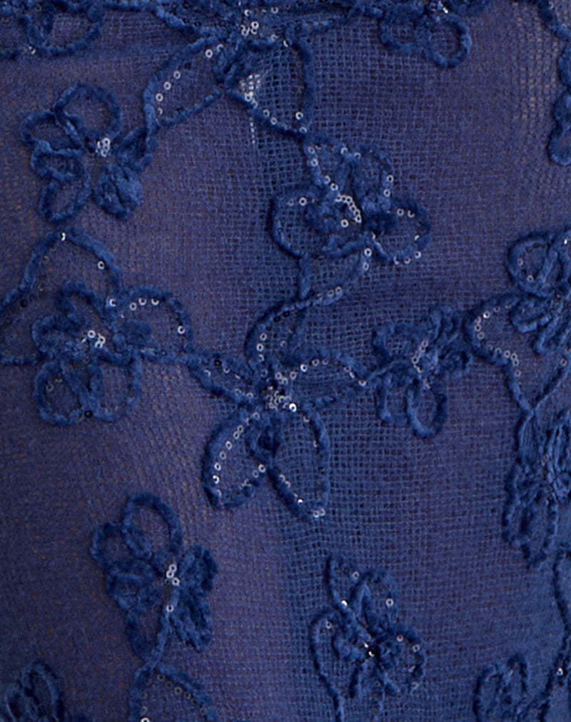 Image of Alphia Maxi Skirt in Sequin Knit Navy