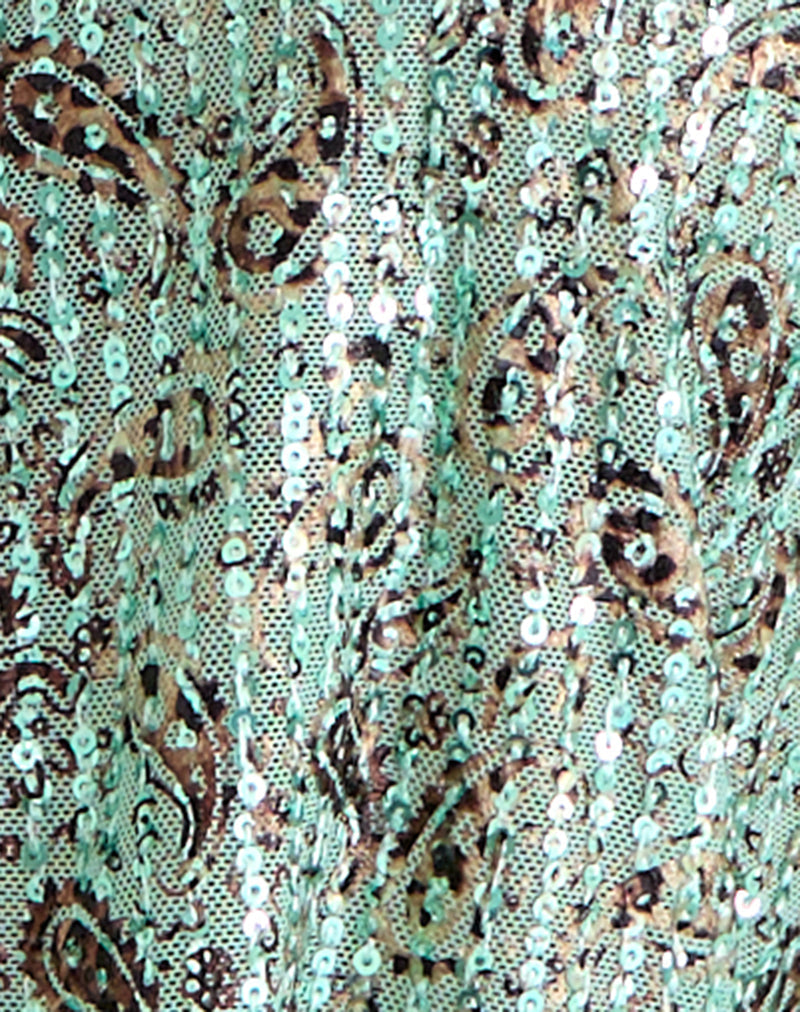 Image of Ruwiko Halterneck Top in Paisley Sequin Teal