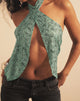 Image of Ruwiko Halterneck Top in Paisley Sequin Teal