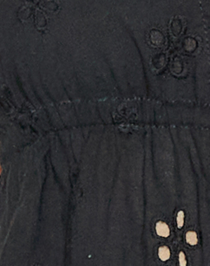 Image of Ryoma Halterneck Top in Flower Broderie Black
