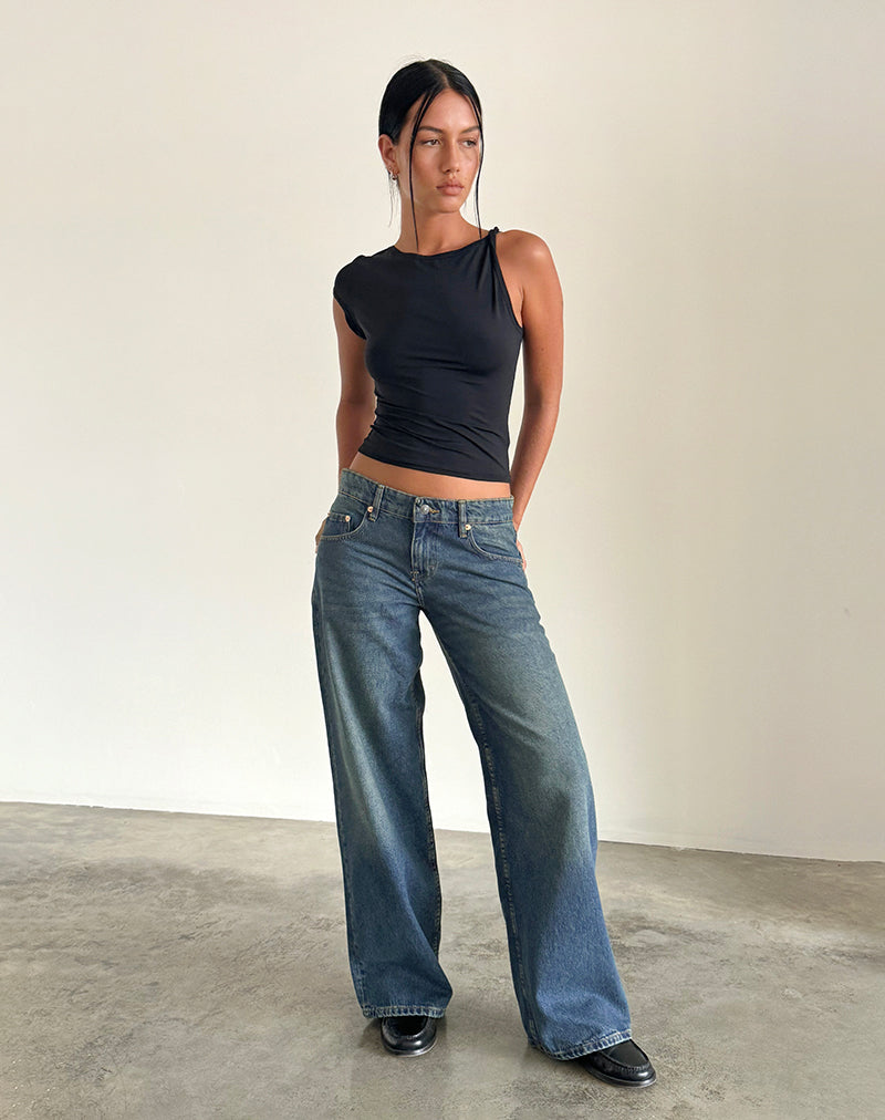 Image of Roomy Extra Wide Low Rise Jeans in Bright Blue