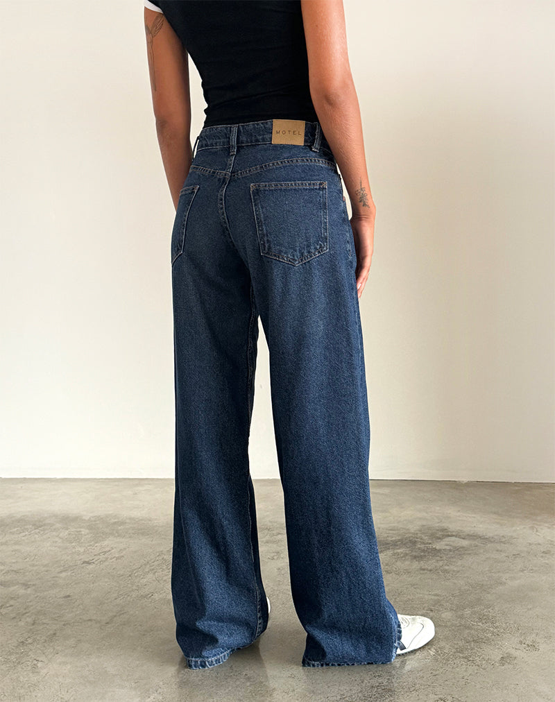 Image of Roomy Extra Wide Low Rise Jeans in Mid Indigo Blue