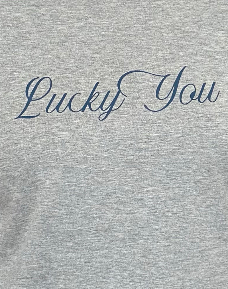 Image of Sabani Top in Grey Marl Navy with Lucky You Print
