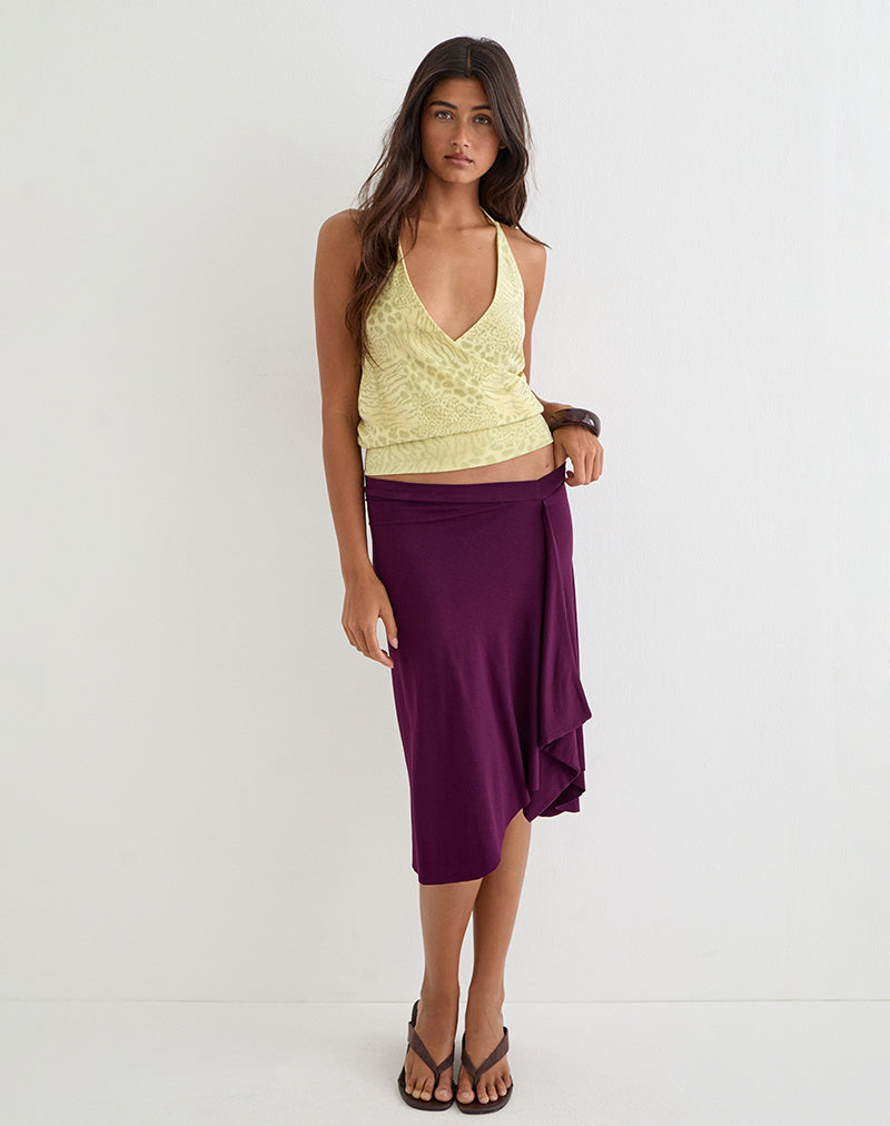 Image of Sadara Drape Halter Top in Green Leopard