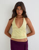 Image of Sadara Drape Halter Top in Green Leopard