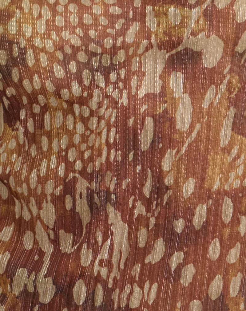 Image of Saezuru Top in Plissé Dalmatian Shadow Honey Brown
