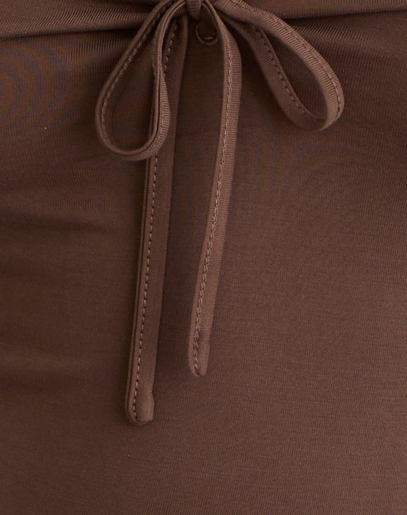 Image of Saiba Cap Sleeve Top in Cupro Dark Brown