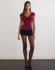 Image of Saiba Cap Sleeve Top in Cupro Dark Red
