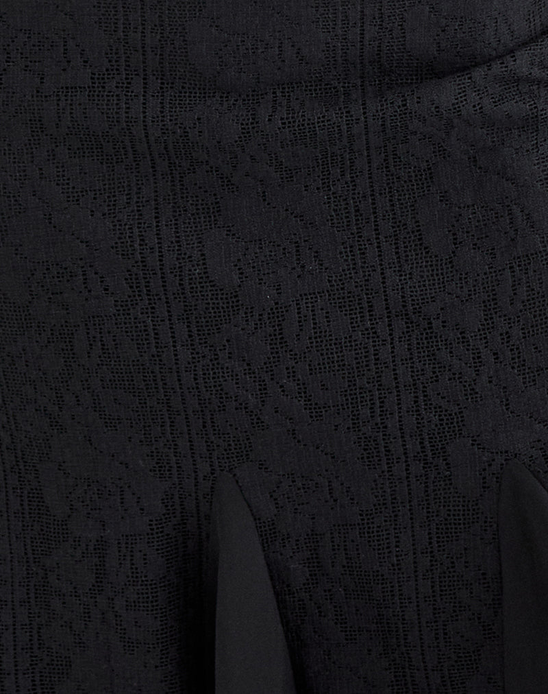 Image of Saiwa Midi Skirt in Floral Lace Black