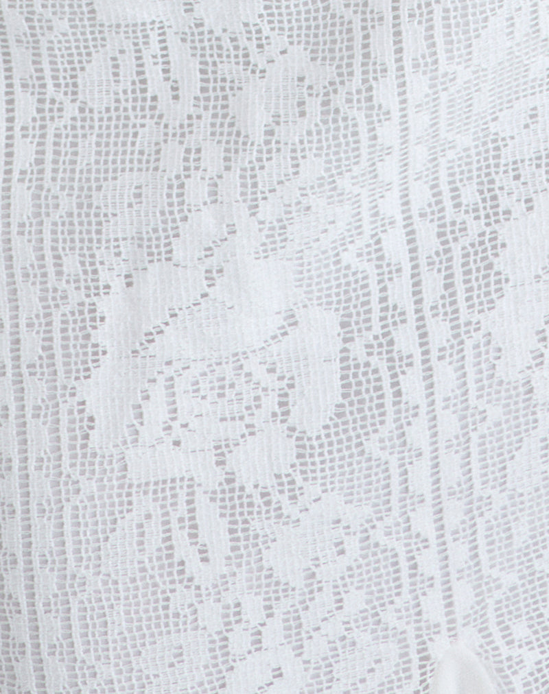 Image of Saiwa Midi Skirt in Floral Lace White