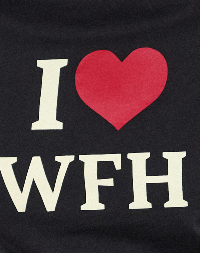 Image of Sakha Top in Black with I Love WFH Slogan