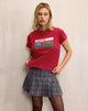 Image of Saki Tee in Adrenaline Red with Motel Retro Club Motif