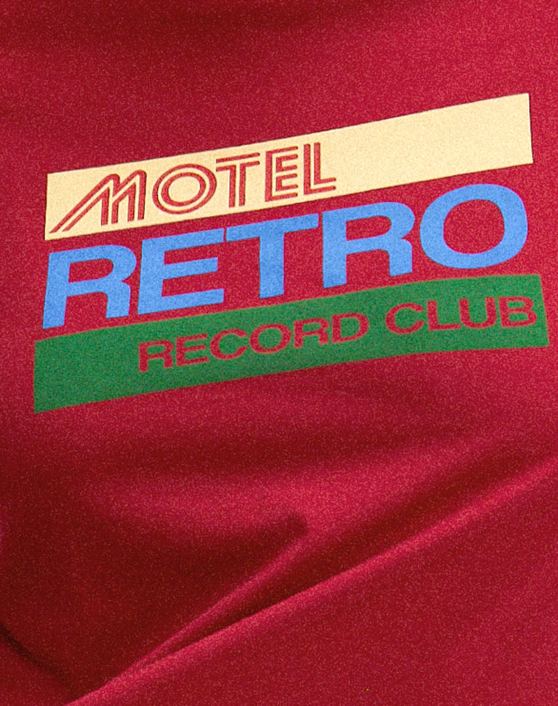 Image of Saki Tee in Adrenaline Red with Motel Retro Club Motif